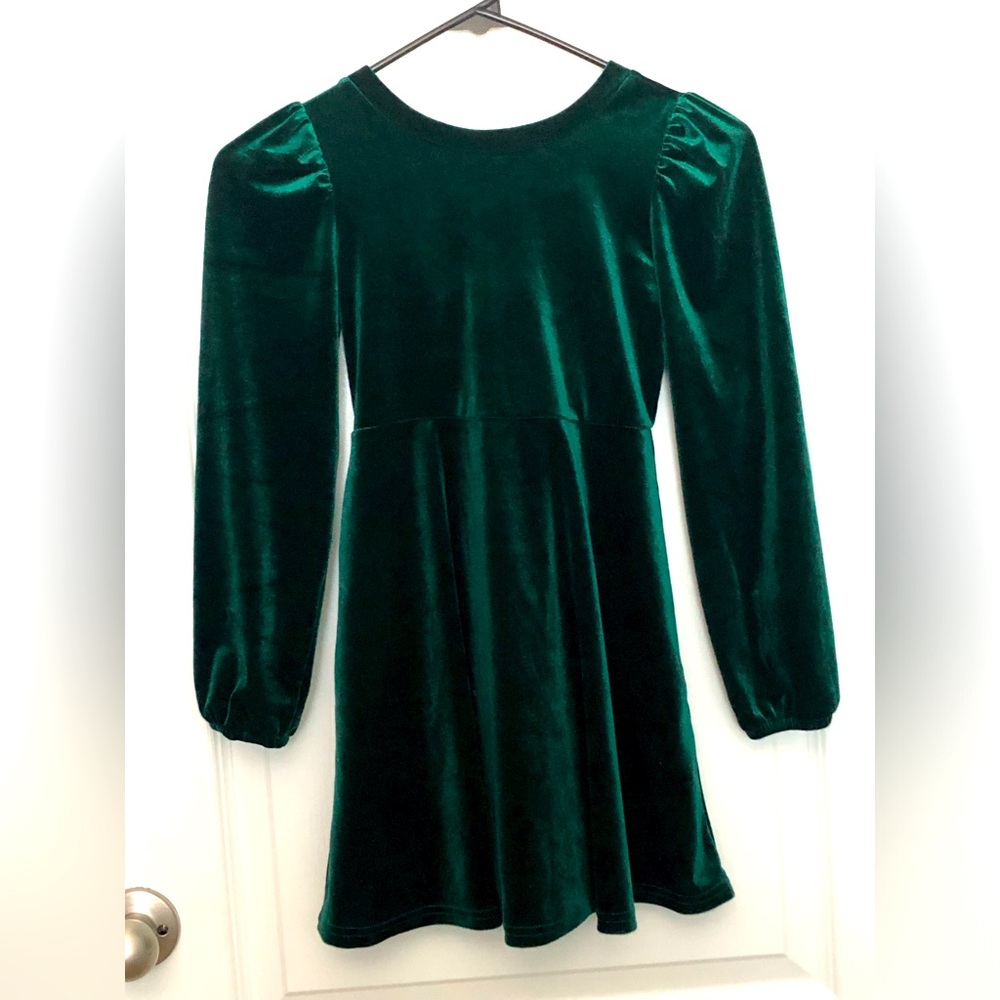 Shein Girls Green Velvet Dress Size 8Y